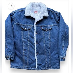 Vintage Sherpa Lined LEVI'S Denim Trucker Jacket size L (Fits XL)